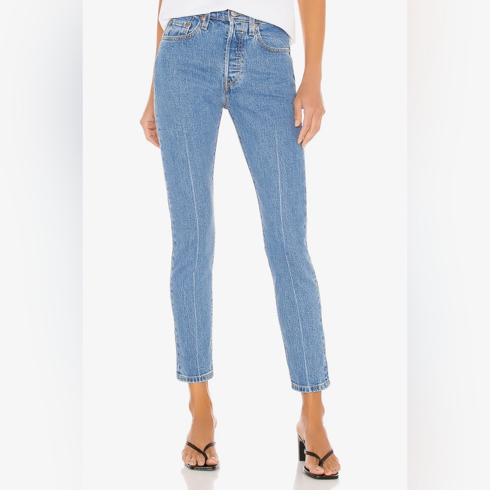 Levi's 501 Slim High Rise Skinny Ankle Jean Jive Depths Medium Wash 26 Retro